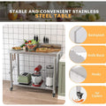 AECOJOY Stainless Steel Table with Backsplash 48"x18" Prep Tables for Commercial Kitchen