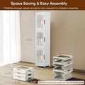 Slim Kitchen Pantry Storage Cabinet with Doors and Shelves, 3 - Tiers Plastic Narrow Storage Organizer Collapsible