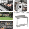 AECOJOY Stainless Steel Table with Backsplash 48"x18" Prep Tables for Commercial Kitchen