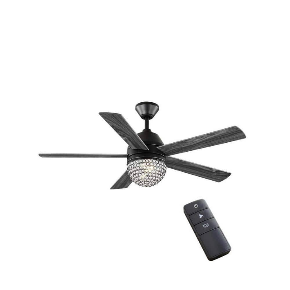 Home Decorators Collection Vendome 52 in. LED Matte Black Ceiling Fan with Light and Remote Control 51884