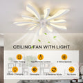 Garwarm Dimmable Ceiling Fan with Light and Remote Control, 27" Small Flush Mounted Ceiling Fan