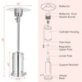 50,000 BTU Propane Patio Heater, Standing Stainless Steel Outdoor Heater with Wheels, Triple Protection, CSA Certified for Deck & Commercial