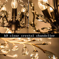 Ganeed Vintage 8 Lights Pendant Light Crystal Chandeliers Adjustable Ceiling Light for Living Room Bedroom Restaurant Porch Hallway - Black