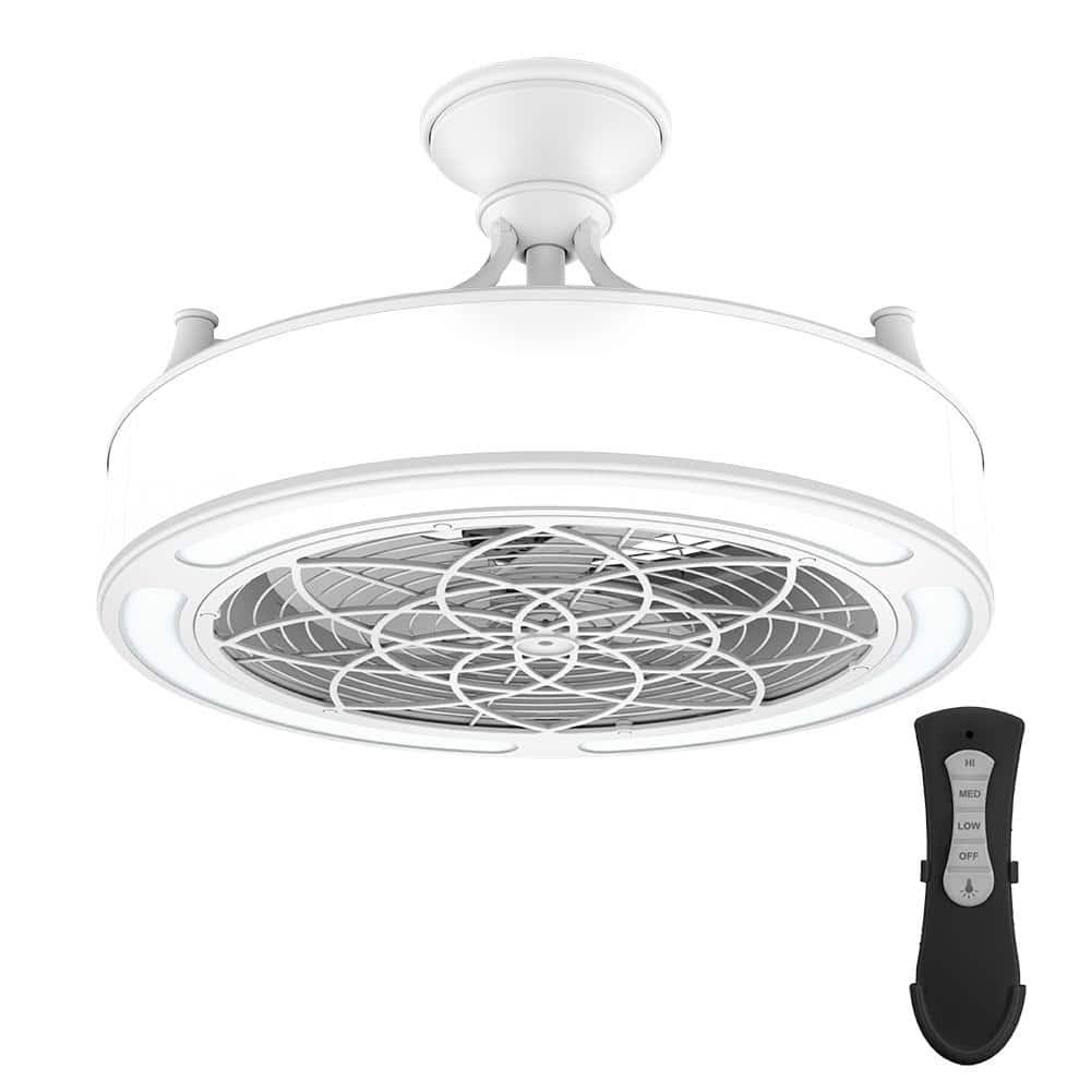 Home Decorators Collection SFL-550L4 Windara 22 in. LED Indoor/Covered Outdoor White Ceiling Fan with Light Kit and Remote Control
