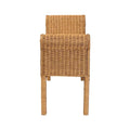 Reiko Handcrafted Natural Rattan Bench with Scalloped Design - Boho Farmhouse Seating for Entryway, Bedroom, or Living Room