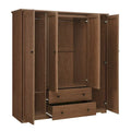 Freestanding 4 - Door Wardrobe Armoire with 2 Drawers and Hanging Rods for Clothes Storage