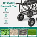 Portable Garden Hose Reel Cart Holds 300FT of 5/8" Large Capacity, Heavy - Duty Metal Hose Cart with 4 Wheels & Storage Basket for Lawn Yard