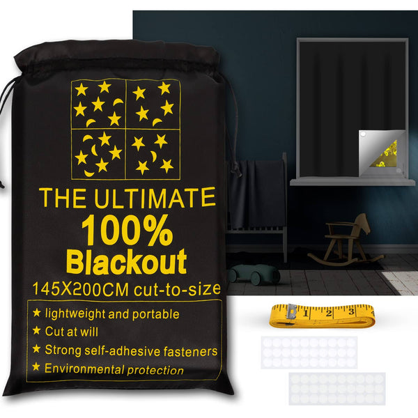 RUseeN Portable Blackout Shades (79" x 57") Window Curtains, 100% Blackout Material Temporary Blinds for Baby Nursery, Bedroom, Dorm Room, Office or