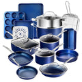 Classic Blue 20-Piece Aluminum Ultra - Durable Non - Stick Diamond Infused Cookware and Bakeware Set