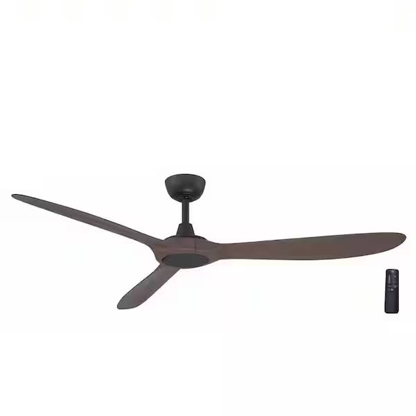 Home Decorators Collection N383B - MBK+V8 Tager 60 in. Smart Indoor/Outdoor Matte Black with Whiskey Barrel Blades Ceiling Fan