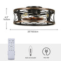 Dextrus 20" Caged Ceiling Fan with Lights and Remote Control, Rustic Farmhouse Flush Mount Design with Reversible DC Motor, 6 Speed Settings