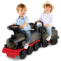 6V 2 - Seater Ride On Train with Detachable Carriage, Under - Seat Storage, Whistle & Flashing LED Lights, Trackless Electric Ride On Toy for Kids
