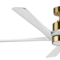 WINGBO 54 DC Ceiling Fan with Lights and Remote Control, 5 Reversible Carved Wood Blades Brass/Black