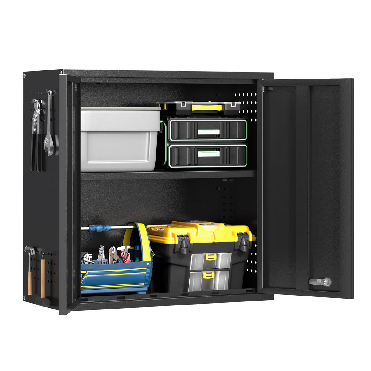 Topass Metal Wall Cabinet with Lockgarage Storage Cabinet, Wall - Mounted Utility Cabinet with Adjustable Shelf & Locking Doors
