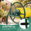 Portable Garden Hose Reel Cart Holds 300FT of 5/8" Large Capacity, Heavy - Duty Metal Hose Cart with 4 Wheels & Storage Basket for Lawn Yard