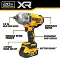 DEWALT 20V MAX XR 1/2" High Torque Impact Wrench with Hog Ring Anvil Kit (DCF900P1)