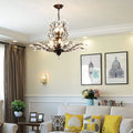 Ganeed Vintage 8 Lights Pendant Light Crystal Chandeliers Adjustable Ceiling Light for Living Room Bedroom Restaurant Porch Hallway - Black