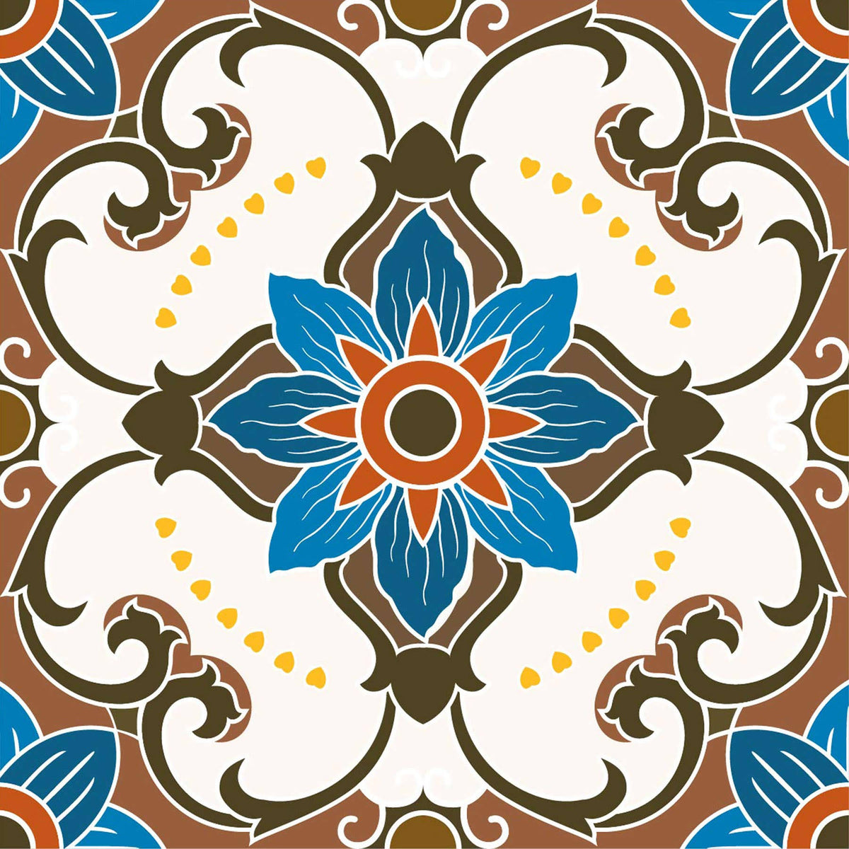 Poromoro Spanish Portuguese Azulejo Style Peel and Stick Backsplash Tile Stickers Set of 16 Pcs (5.9, 54)