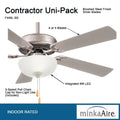 Minka Aire Fans - Contractor II Uni - Pack - 5 Blade Ceiling Fan with Light Kit - 18