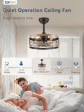 Zardon 52 in Black Ceiling Fan with LED Light and Remote, Downrod 6-Speed and Quiet Reversible DC Motor for Bedroom, Living Room, Indoor