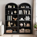 Bookcase 5 Shelf Arched Bookshelf 71.65in Tall Bookcase Farmhouse Display Storage Rack Wooden Bookshelves for Home Office, Living Room(White)