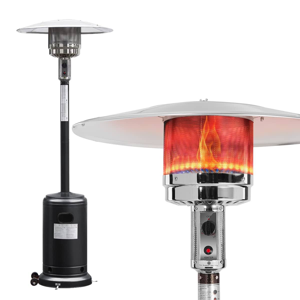 KEZATO 46,000 BTU Propane Outdoor Patio Heater with Cover and Wheels for