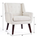 HUIMO Accent Chair, Button Tufted Upholstered Living Room Chairs, Mid Century Modern Comfy Reading Chairs for Bedroom, Living Room, Beige