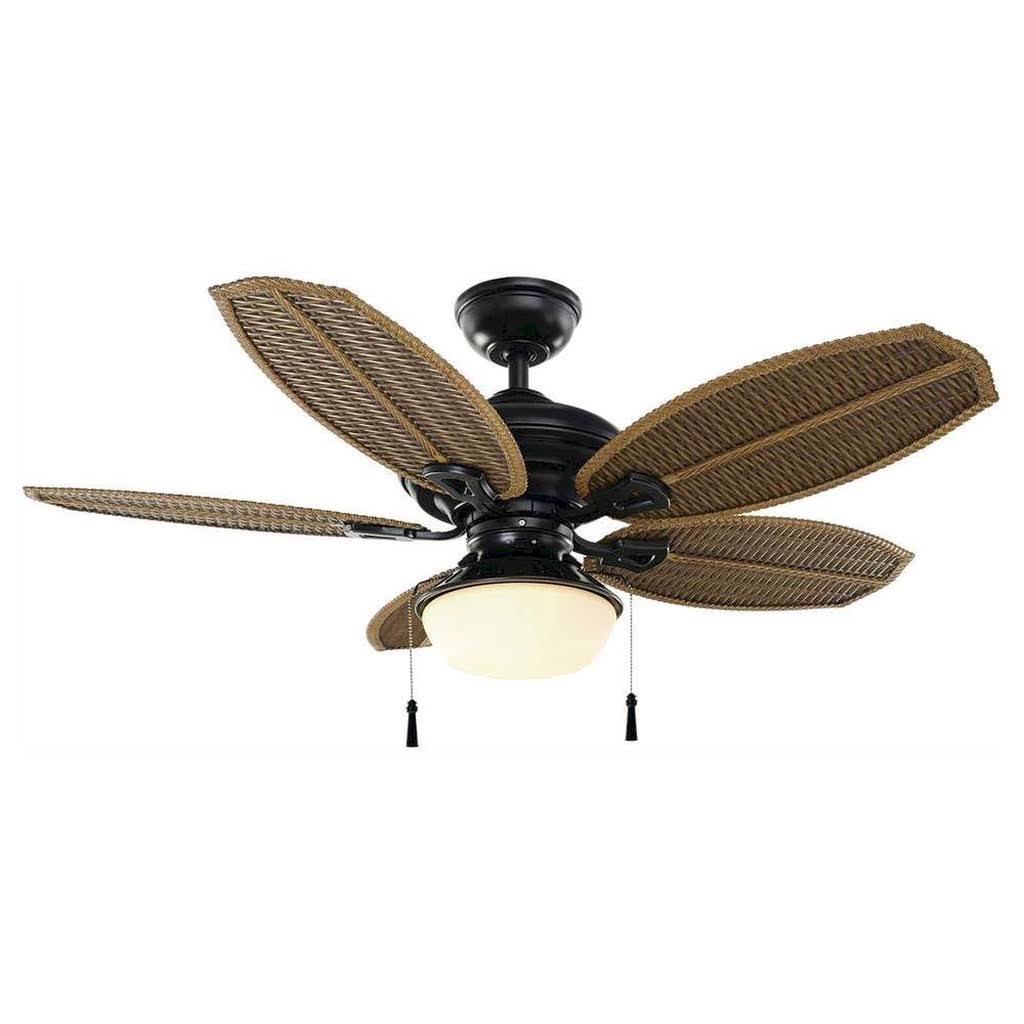 Hampton Bay Palm Beach III 48 in. LED Indoor/Outdoor Natural Iron Ceiling Fan with Light Kit