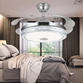 42"invisible Chandelier Ceiling Fan with Light and Bluetooth Speaker, Modern 3 Color Change Crystal Ceiling Fan Light