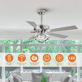 Parrot Uncle 52 - Inch Contemporary Chrome Ceiling Fan with Integrated LED Lights and Remote Control