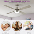 Dextrus 52'' Ceiling Fan with Light and Remote Control, 6 Speeds, 5 Timer Settings, and Dual - Finish Blades (Nickel)