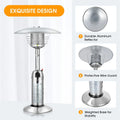 11,000 BTU Tabletop Propane Patio Heater, Portable Stainless Steel Outdoor Heater with Adjustable Flame & Tip - Over Protection