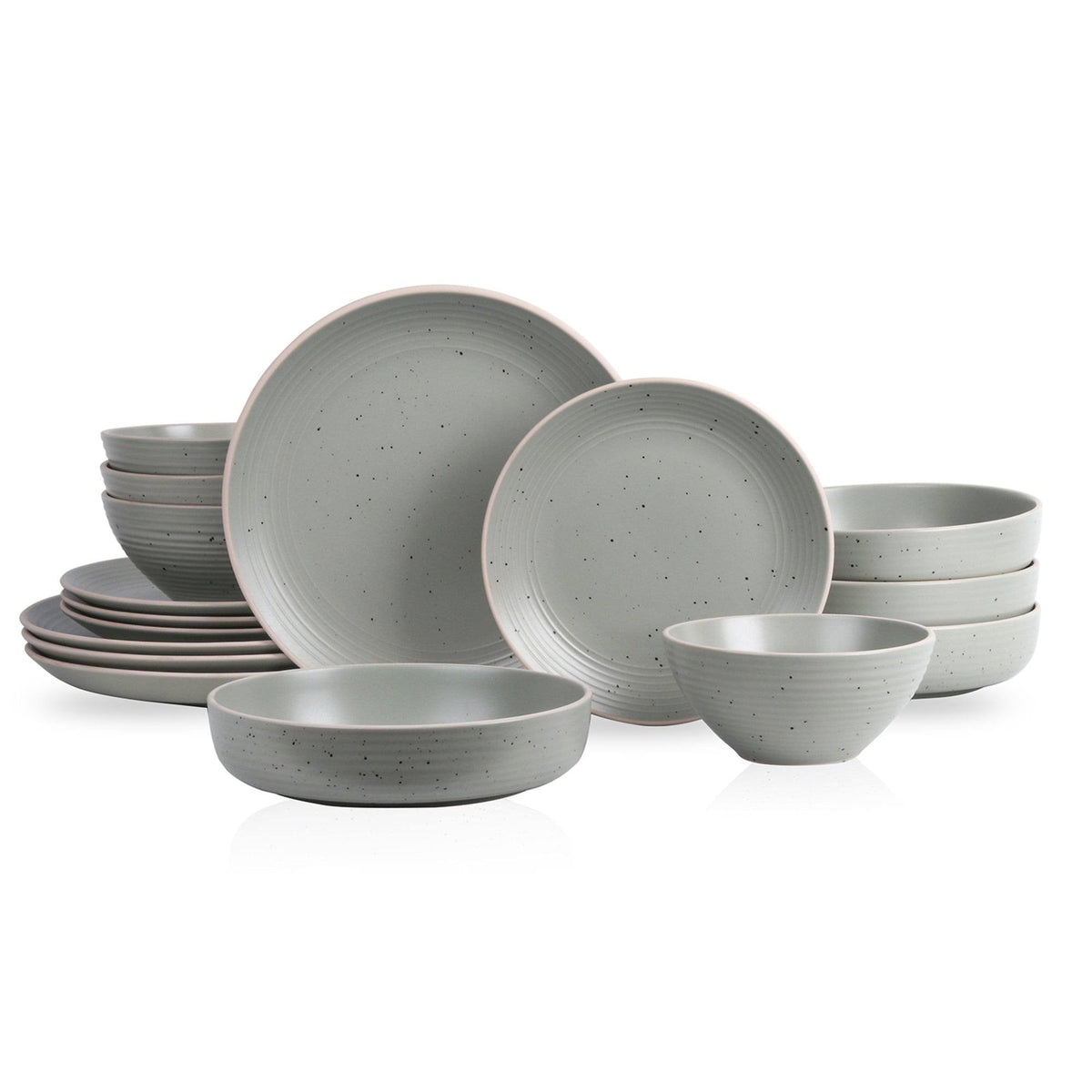 Stone Lain Lauren 16-Piece Stoneware Dinnerware Set, Service for 4, Green