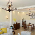 Ganeed Vintage 8 Lights Pendant Light Crystal Chandeliers Adjustable Ceiling Light for Living Room Bedroom Restaurant Porch Hallway - Black
