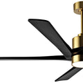 WINGBO 54 DC Ceiling Fan with Lights and Remote Control, 5 Reversible Carved Wood Blades Brass/Black