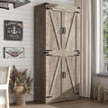 71" Tall Farmhouse Kitchen Pantry Cabinet, 5 Layers Storage Cabinet with Adjustable Shelves, Farmhouse Pantry Cabinet with 4 Barn Doors
