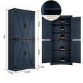71" Tall Farmhouse Kitchen Pantry Cabinet, 5 Layers Storage Cabinet with Adjustable Shelves, Farmhouse Pantry Cabinet with 4 Barn Doors