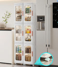 Slim Kitchen Pantry Storage Cabinet with Doors and Shelves, 3 - Tiers Plastic Narrow Storage Organizer Collapsible