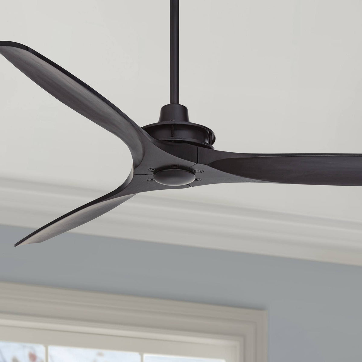 Casa Vieja 52" Windspun Modern Indoor 3 Ceiling Fan with Remote Control Matte Black Solid Wood for Living Room Kitchen House Bedroom Family Dining