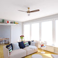 Vaxcel Curtiss Satin Brass Mid - Century Modern MCM Wood Propeller Ceiling Fan with LED Light Kit and Remote