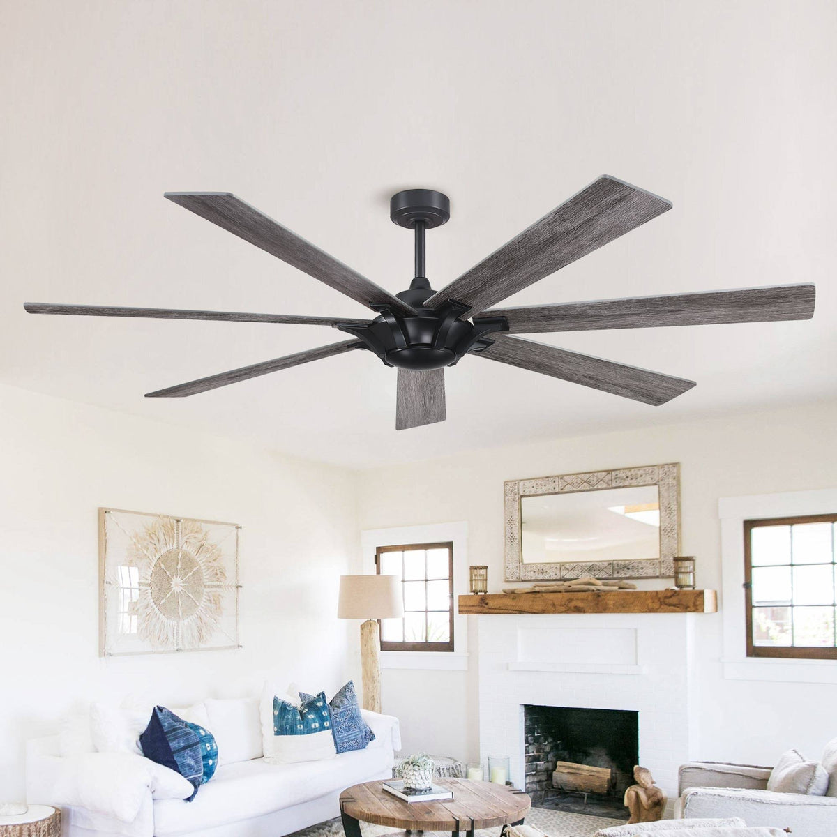 Farmhouse Reversible 7 - Blade Outdoor Ceiling Fan - 72", Black