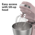 Hamilton Beach 4 Quart Stand Mixer for Kitchen, 7 Speeds, Tilt - Head, Dough Hook, Whisk & Flat Beater, White