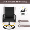 Tangkula Padded Patio Swivel Chairs Set of 4/2 Heavy Duty Metal Frame Rocker Chair