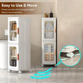 Slim Kitchen Pantry Storage Cabinet with Doors and Shelves, 3 - Tiers Plastic Narrow Storage Organizer Collapsible