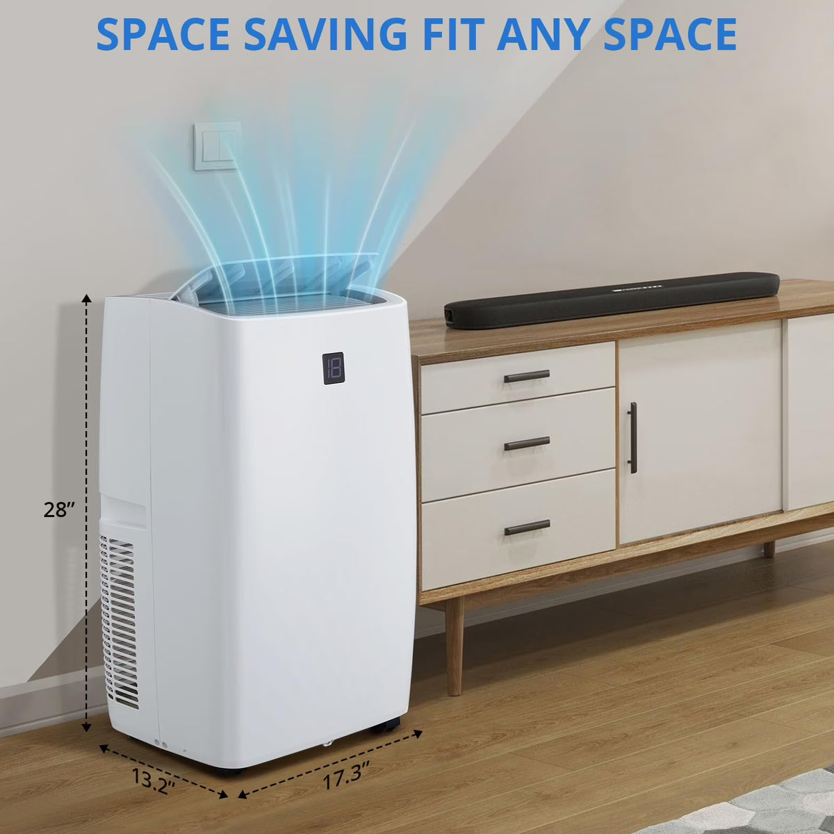 TROPOW 14000BTU Portable Air Conditioners Cool up to 750 Sq.ft, 4 in 1 Portable AC Unit with Remote Control/Dehumidifier/3 Speeds Fan/Sleep Mode