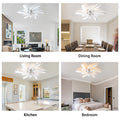 Garwarm Dimmable Ceiling Fan with Light and Remote Control, 27" Small Flush Mounted Ceiling Fan