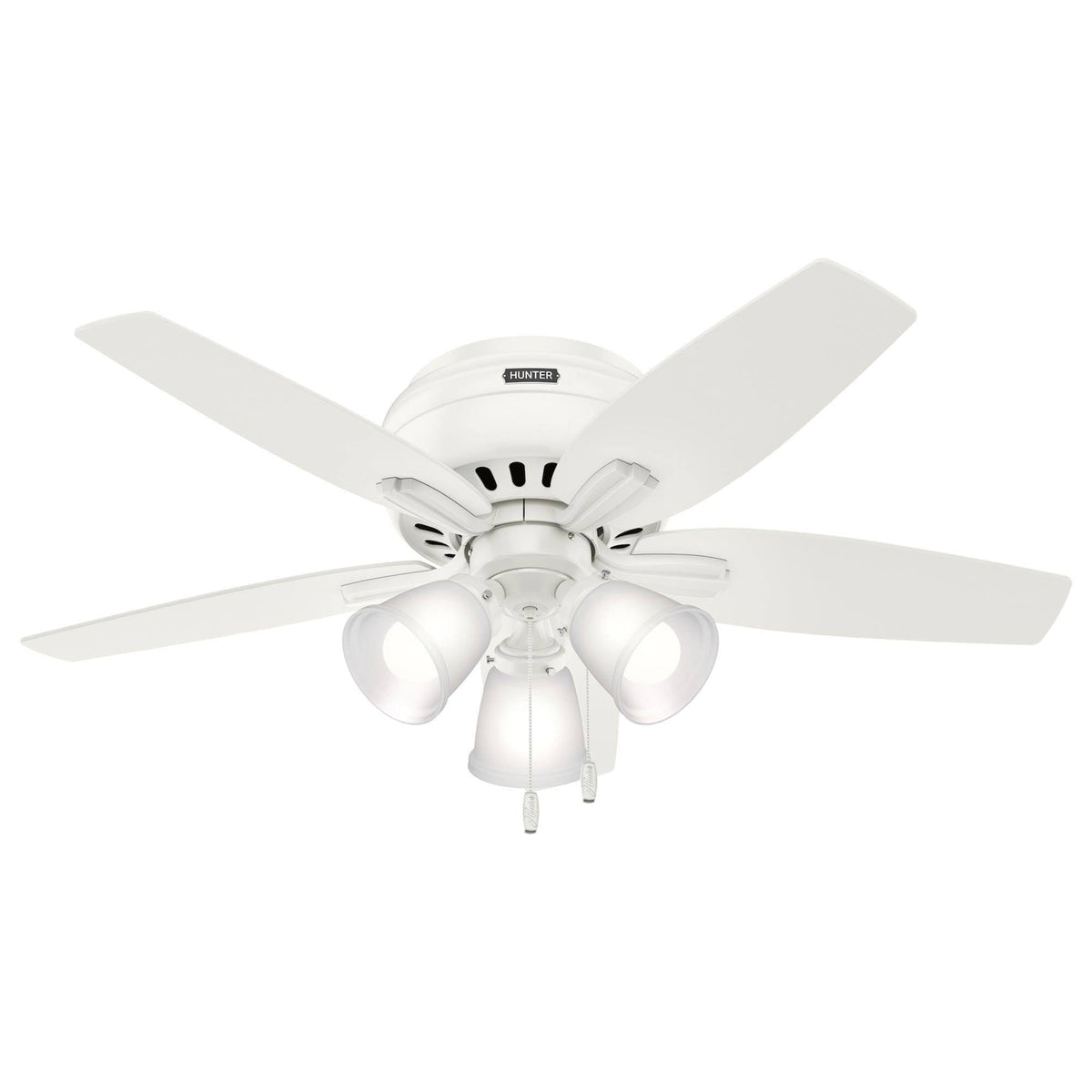 Hunter 42 in. Newsome Low Profile Fresh White Ceiling Fan with Light 51077