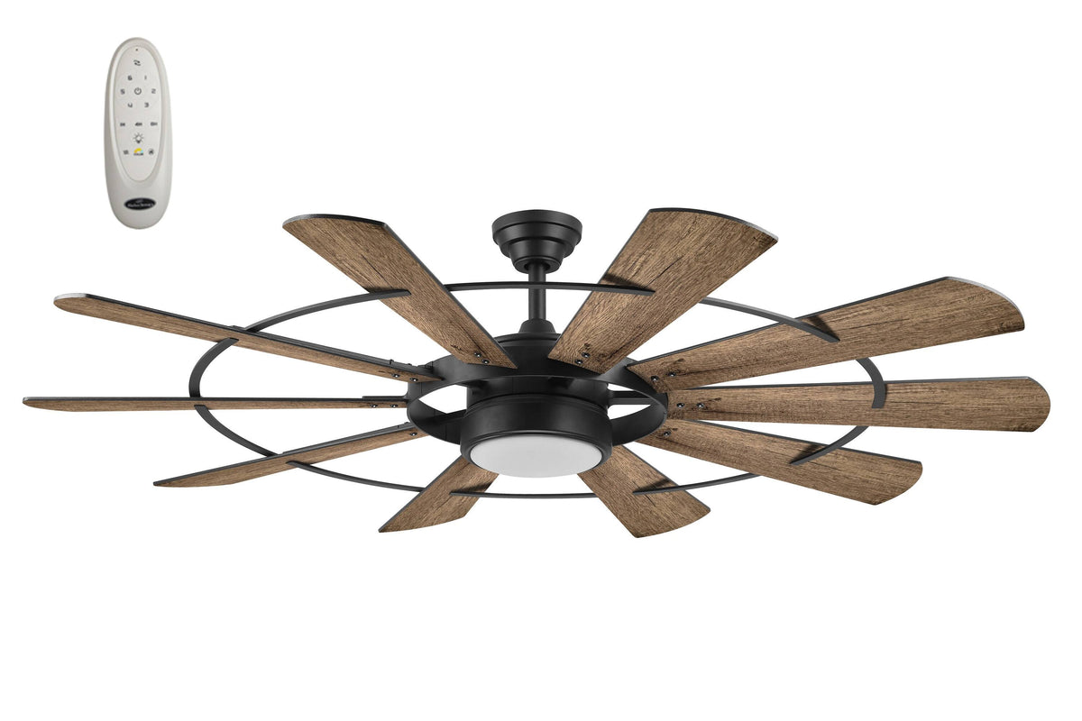 Harbor Breeze EUK60MBK10LR Henderson 60 - in Matte Black LED Indoor Ceiling Fan with Light Remote (10 - Blade)