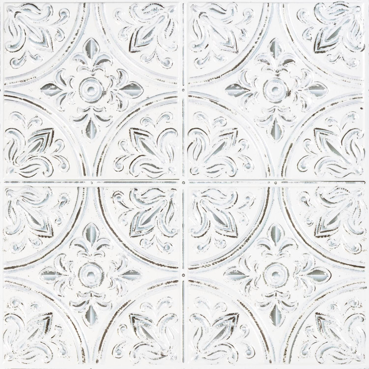 RoomMates Peel and Stick Tile Backsplash White Tin