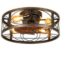 Dextrus 20" Caged Ceiling Fan with Lights and Remote Control, Rustic Farmhouse Flush Mount Design with Reversible DC Motor, 6 Speed Settings